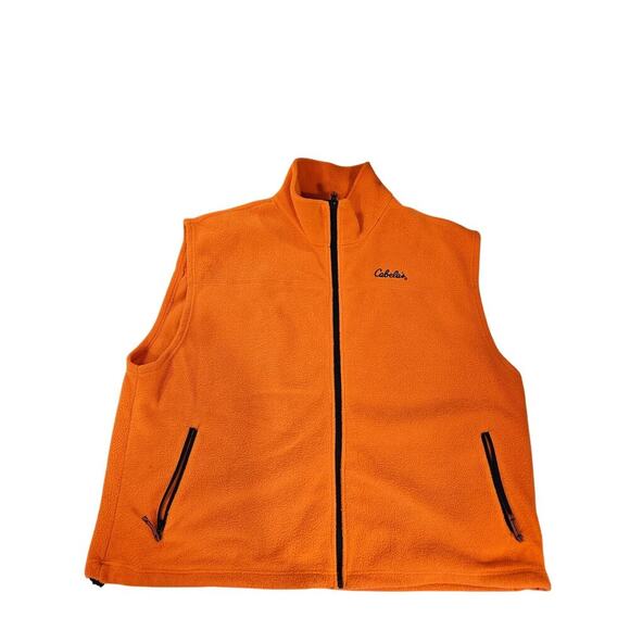 Cabelas Orange Fleece Hunting Vest Men’s Size 2XL Zipper Pockets - Picture 1 of 7